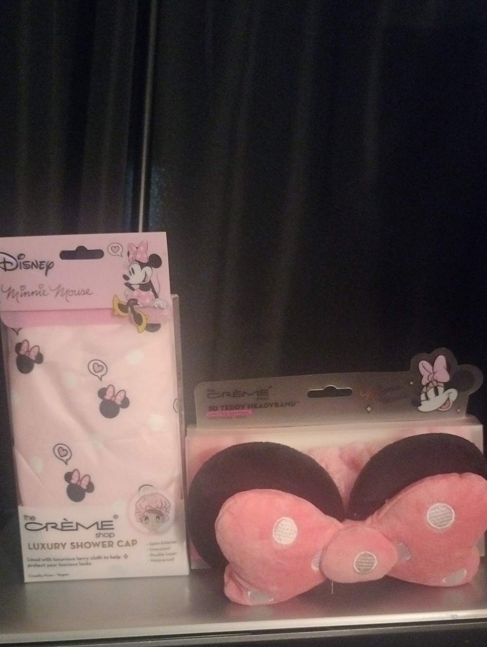 2 Pc. Disney Minnie Mouse Pink and Black Shower Cap & Bow Headband Set